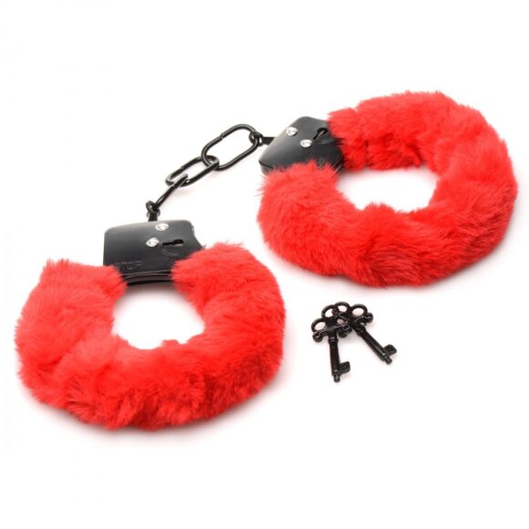 Cuffed In Fur Furry Handcuffs - Red - Image 3